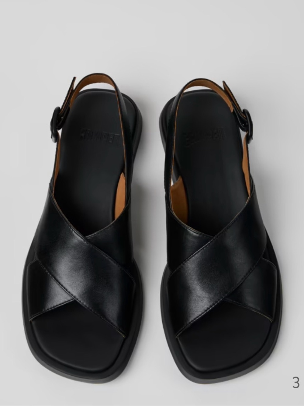 Camper Dana Black Leather Crisscross Slingback Sandals